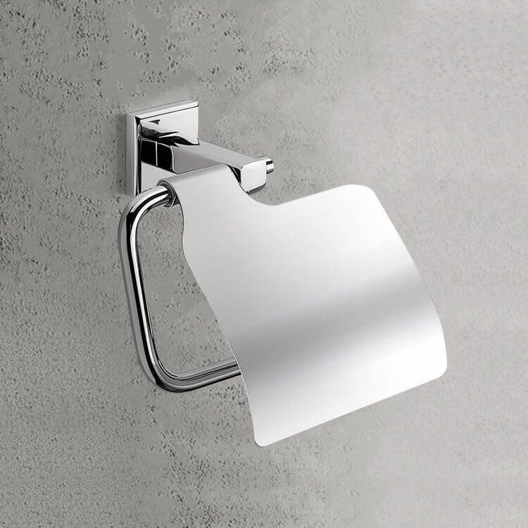 Gedy 6925-13 Toilet Roll Holder With Cover, Polished Chrome